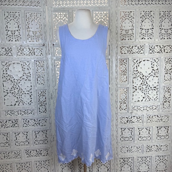 Calypso St. Barth Dresses & Skirts - Calypso St Barth Blue Linen Blend Sleeveless Dress Womens Medium Resort Coastal